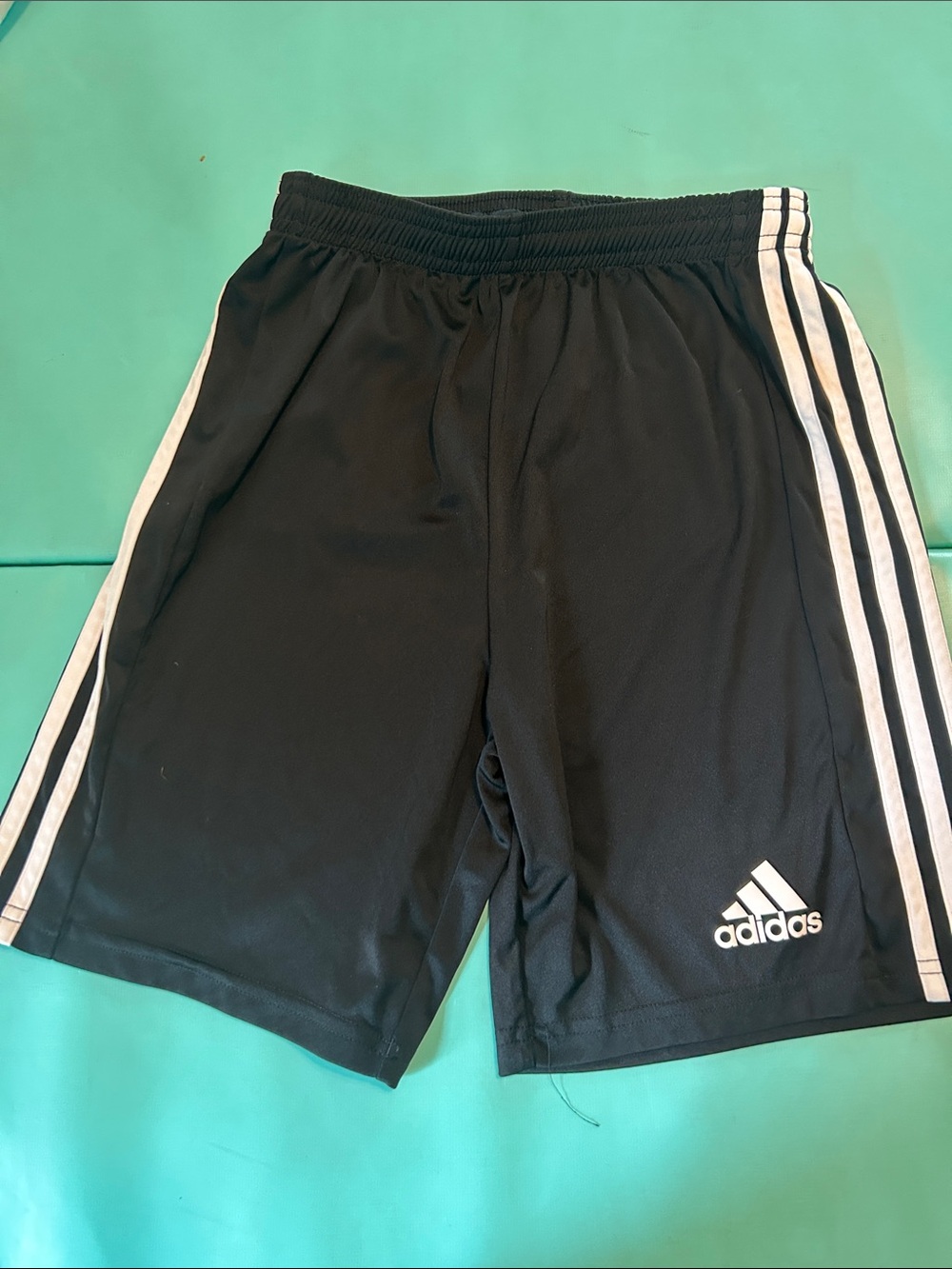 adidas Black Athletic Shorts with White Side Stripes
